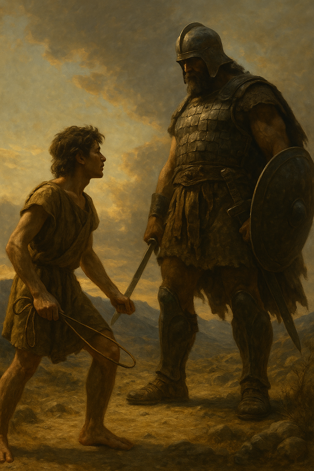 David facing Goliath, representing courage against overwhelming financial challenges