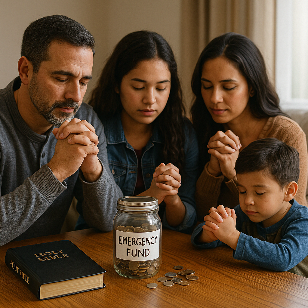 Christian family feeling secure with emergency savings